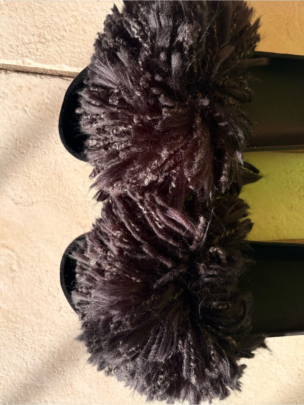 UGG Women's Black Faux Fur Slide Slippers